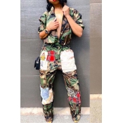 Lovely Casual Patchwork Camouflage Printed One-pie