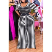 Lovely Casual V Neck Striped Multicolor Plus Size 