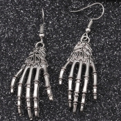 Lovely Casual Skeleton Hands Design White Earring