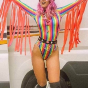 Lovely Stylish Striped Tassel Design Multicolor Bo