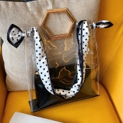 Lovely Casual Dot Printed See-through Black Crossb