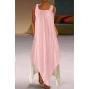 Lovely Casual Square Collar Asymmetrical Pink Ankl