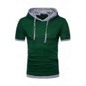 Lovely Casual Hooded Collar Blackish Green T-shirt