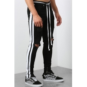 Lovely Leisure Patchwork Broken Holes Black Jeans