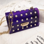 Lovely Trendy Chain Strap See-through Purple Cross