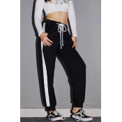 Lovely Casual Gradual Change Black Two-piece Pants