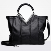Lovely Trendy Patchwork Black PU Crossbody Bag