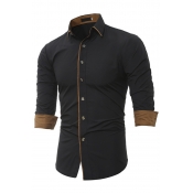 Lovely Casual Turndown Collar Buttons Design Black