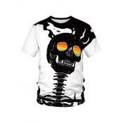 Lovely Trendy Skull Printed White T-shirt