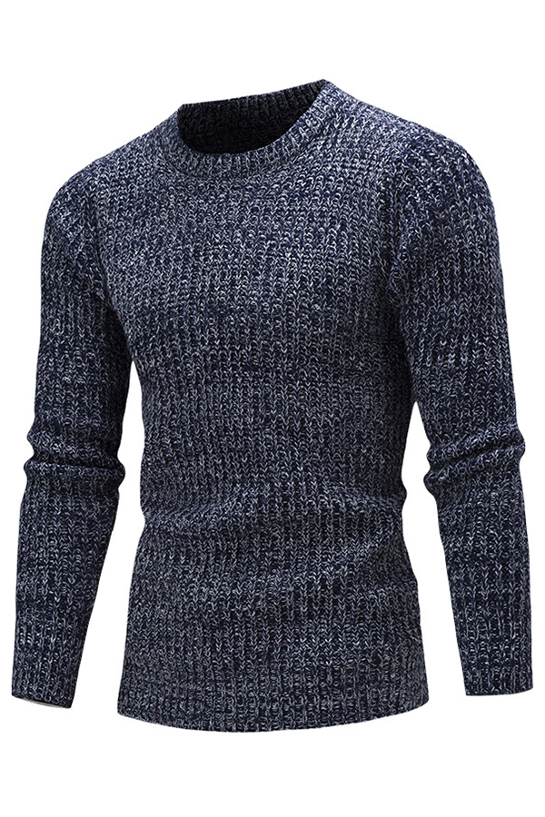 Lovely Casual O Neck Navy Blue Sweaters