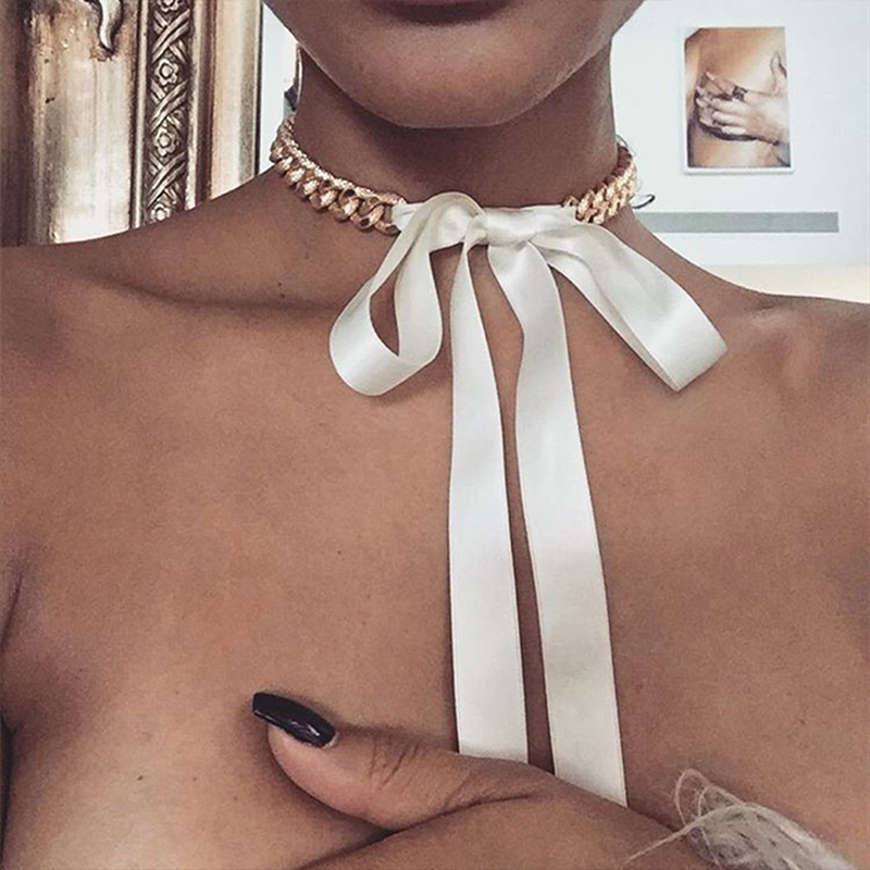Lovely Casual Lace-up White Alloy Necklace