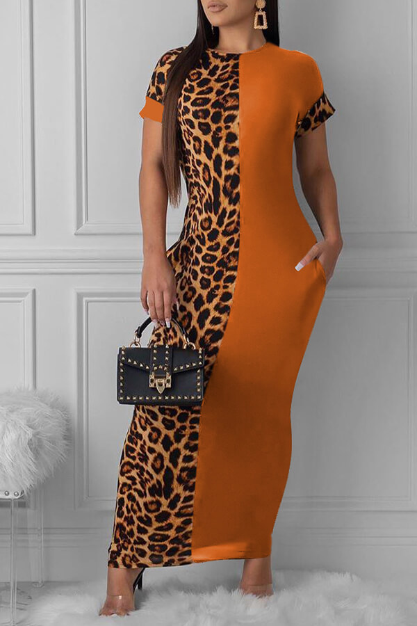 LW Leopard Print Patchwork Bodycon Dress