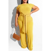 Lovely Casual Knot Design Deep Yellow Plus Size Tw