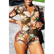 Lovely Trendy Floral Printed Multicolor One-piece 