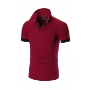 Lovely Casual Patchwork Red Polo Shirt