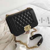 LW Casual Geometric Print Black Crossbody Bags