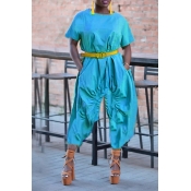 Lovely Casual Loose Blue One-piece Jumpsuit(Withou
