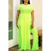 Lovely Casual Asymmetrical Green Two-piece Pants S