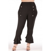 Lovely Casual Flounce Design Plus Size Pants