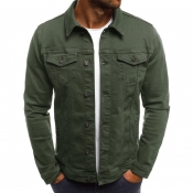 Lovely Casual Buttons Design Green Cowboy Wear