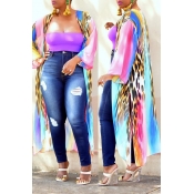 Lovely Casual Printed Multicolor Coat