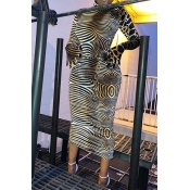 Lovely Chic Patchwork Leopard Printed Mid Calf Dre