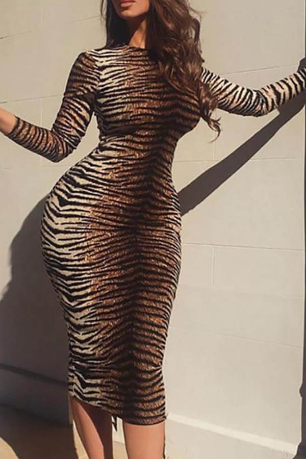 Lovely Chic Leopard Printed Knee Length Dress
