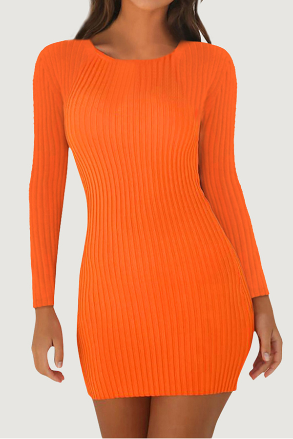 Lovely Casual Skinny Orange Mini Dress