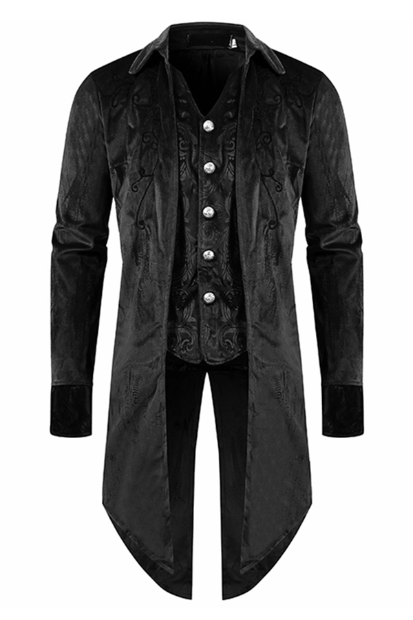 Lovely Casual Buttons Design Black Formal Wear