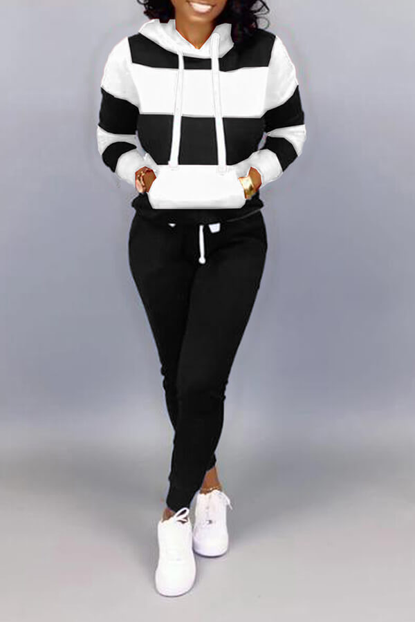 LW Striped Kangaroo Pocket Tracksuit Set