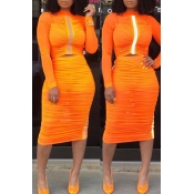Lovely Casual Half A Turtleneck Orange Two-piece S