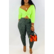 Lovely Casual Cross-over Design Green Two-piece Pa