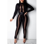 Lovely Sexy Patchwork Black One-piece Jumpsuit