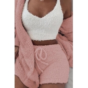 Lovely Casual Basic Pink Three-piece Shorts Set