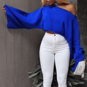 Lovely Casual Loose Blue Sweater