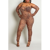 Lovely Sexy See-through Leopard Printed Plus Size 
