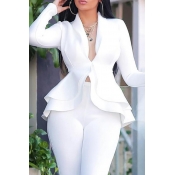 Lovely Work Deep V Neck Layered White Two-piece Pa