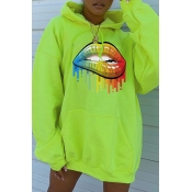 Lovely Casual Hooded Collar Printed Green Mini Dre