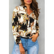 Lovely Trendy Turndown Collar Printed Multicolor B
