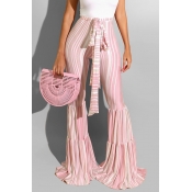 Lovely Sweet Striped Light Pink Pants