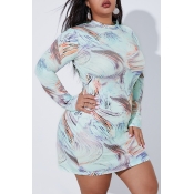 Lovely Casual Half A Turtleneck Printed Multicolor
