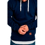 Lovely Casual Hooded Collar Pocket Patched Navy Bl