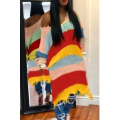 Lovely Casual Striped Multicolor Mid Calf Dress
