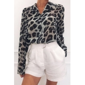 Lovely Work Leopard Printed Grey Blouse