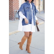 Lovely Leisure Buttons Design Blue Jacket