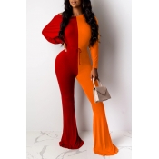 Lovely Trendy Patchwork Orange One-piece Jumpsuit