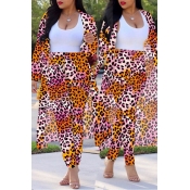 Lovely Casual Leopard Printed Multicolor Plus Size
