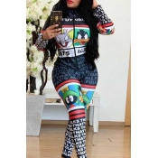 Lovely Trendy Printed Black One-piece Jumpsuit