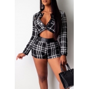 Lovely Work Plaid Printed Black Two-piece Shorts S