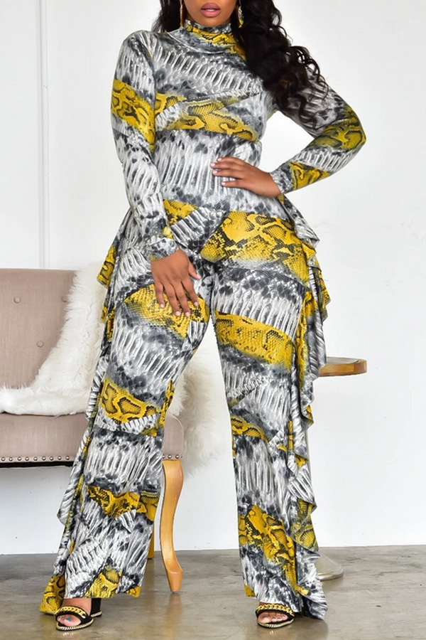 Lovely Casual Snakeskin Printed One-piece Jumpsuit